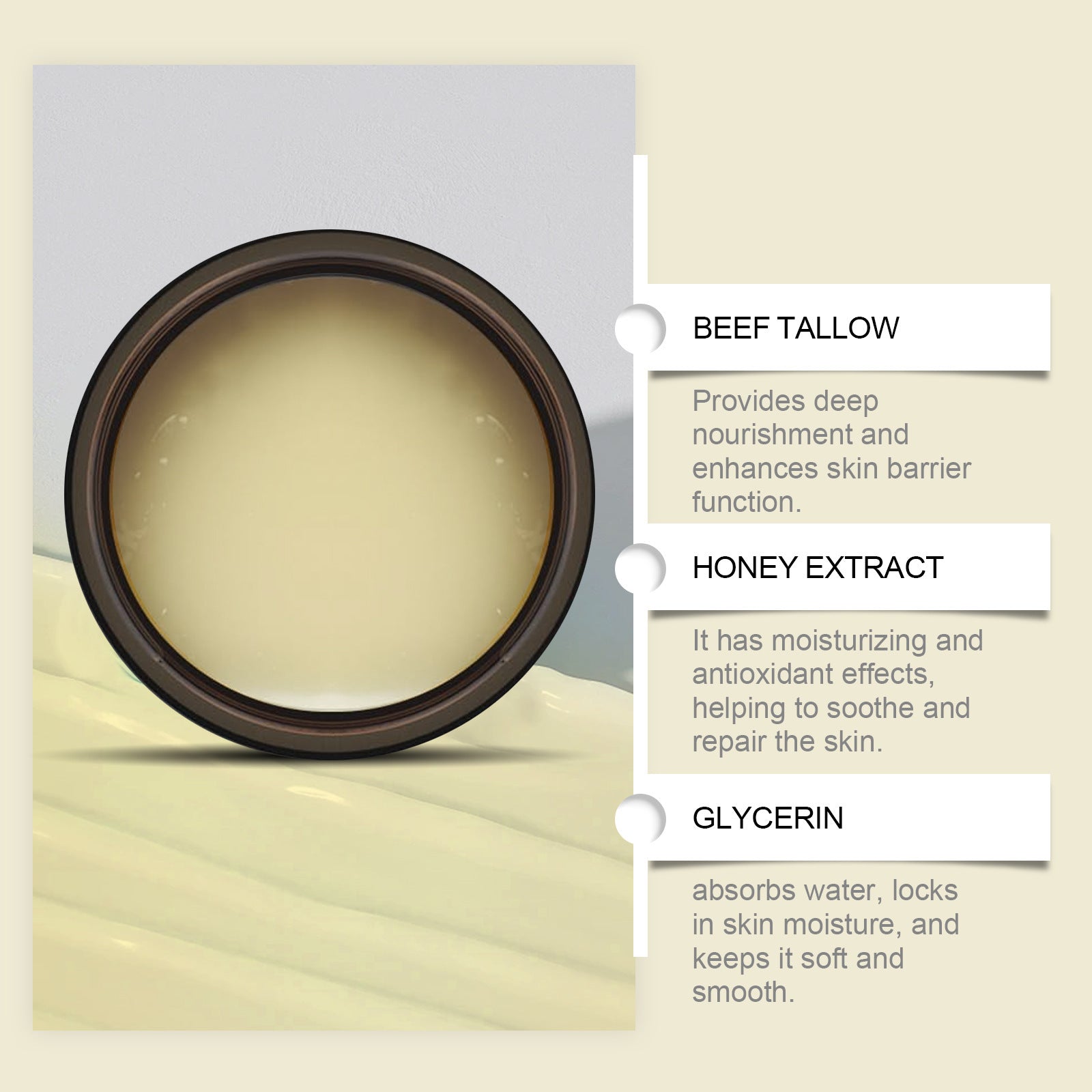 Beef Tallow Honey Moisturizer Cream