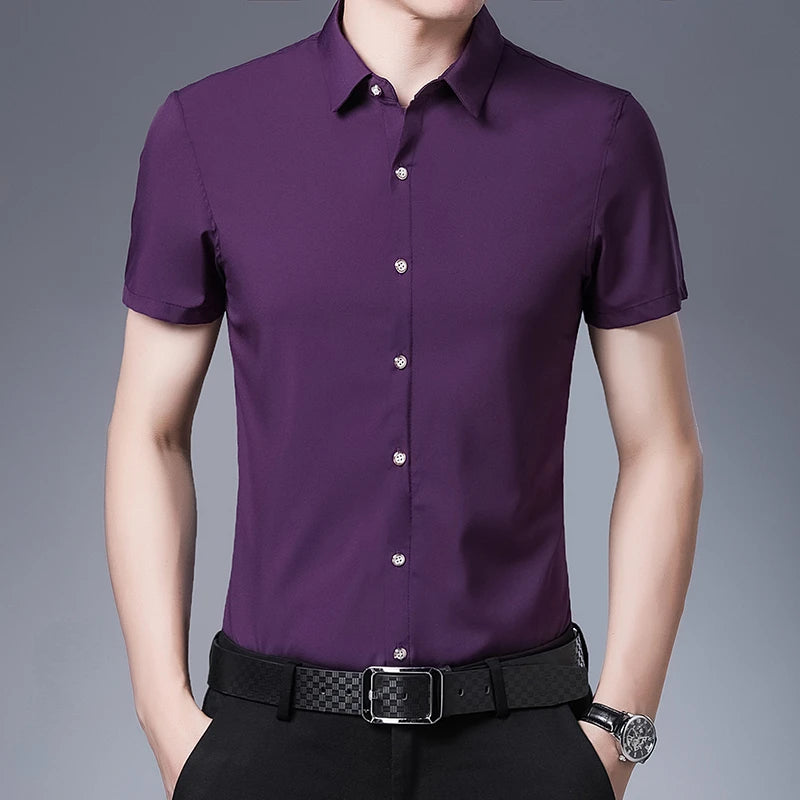 Solid Color Short Sleeved Shirt