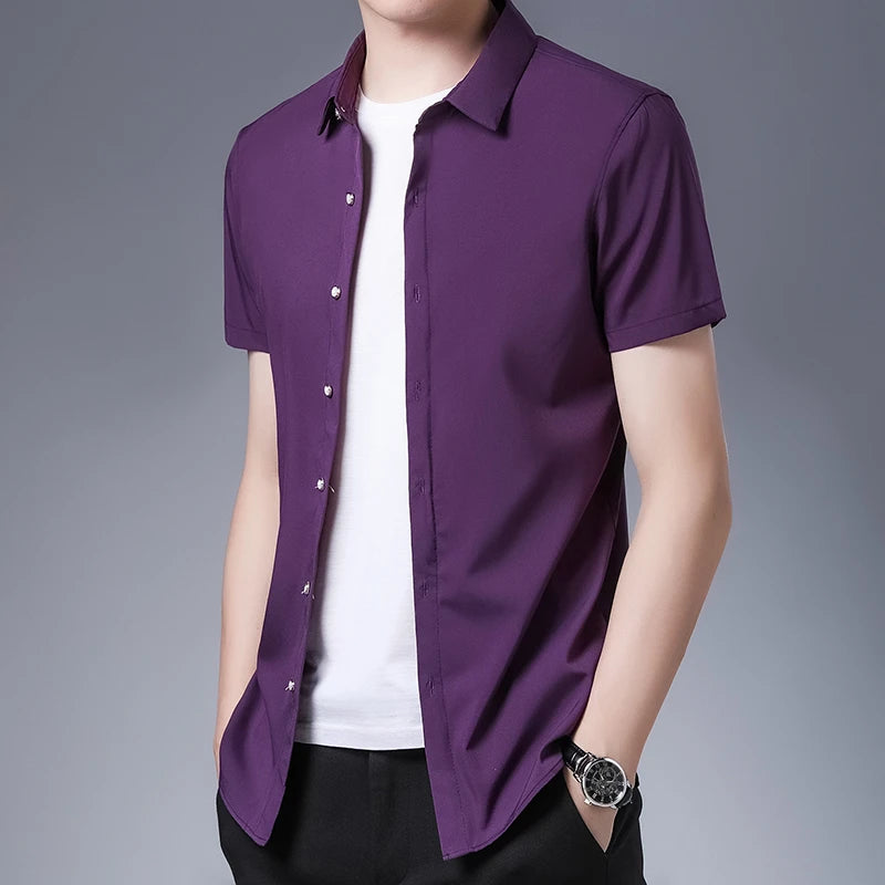 Solid Color Short Sleeved Shirt