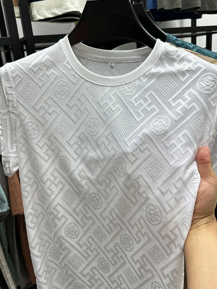 Breathable Short Sleeve Men O-neck Tops