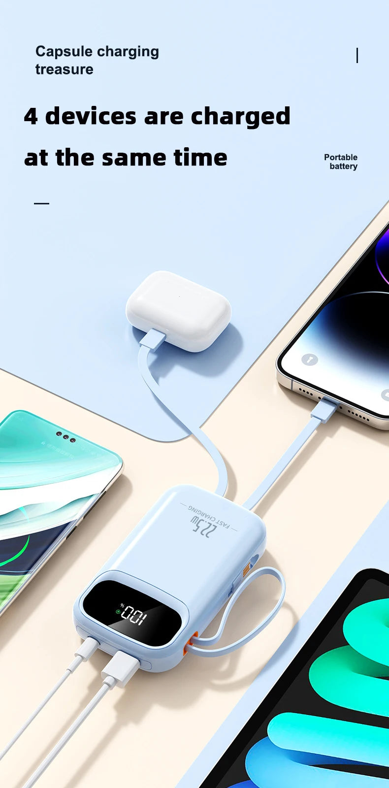 Power Bank With USB C Cable