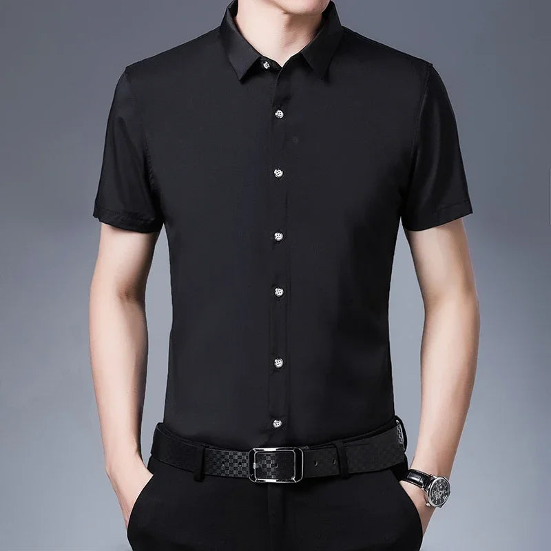 Solid Color Short Sleeved Shirt