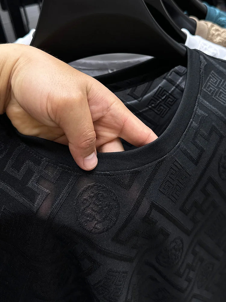 Breathable Short Sleeve Men O-neck Tops