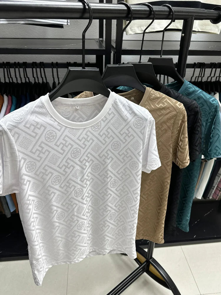 Breathable Short Sleeve Men O-neck Tops