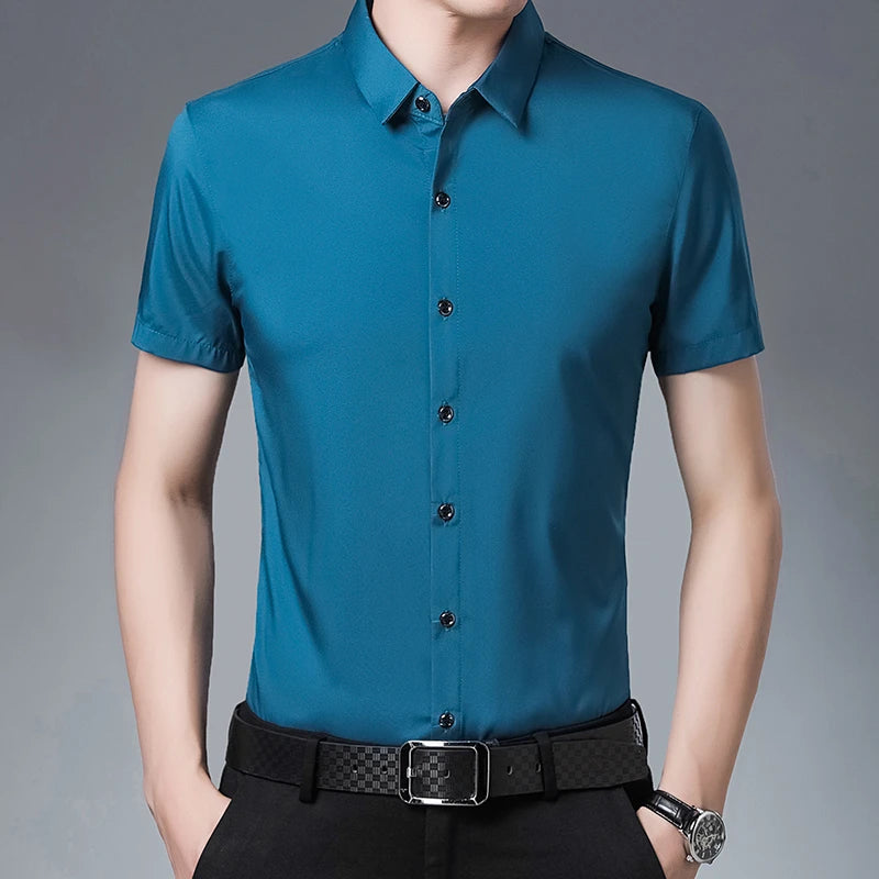 Solid Color Short Sleeved Shirt