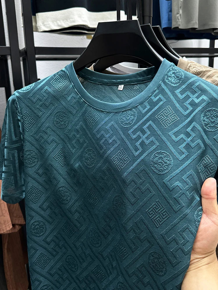 Breathable Short Sleeve Men O-neck Tops