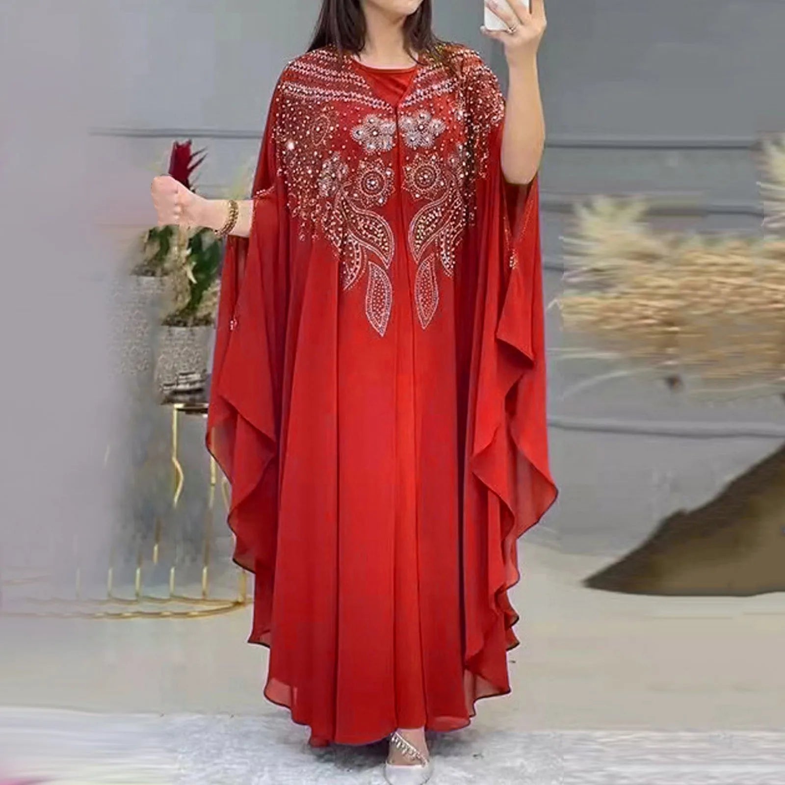 Women'S Sequined Vintage Muslim Dress