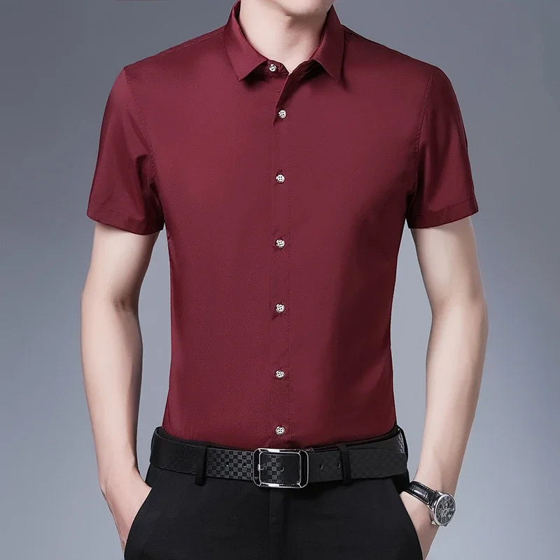 Solid Color Short Sleeved Shirt
