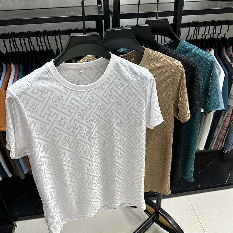 Breathable Short Sleeve Men O-neck Tops