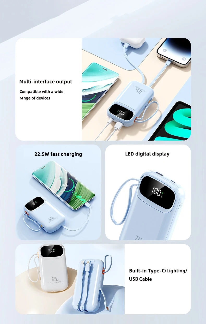 Power Bank With USB C Cable