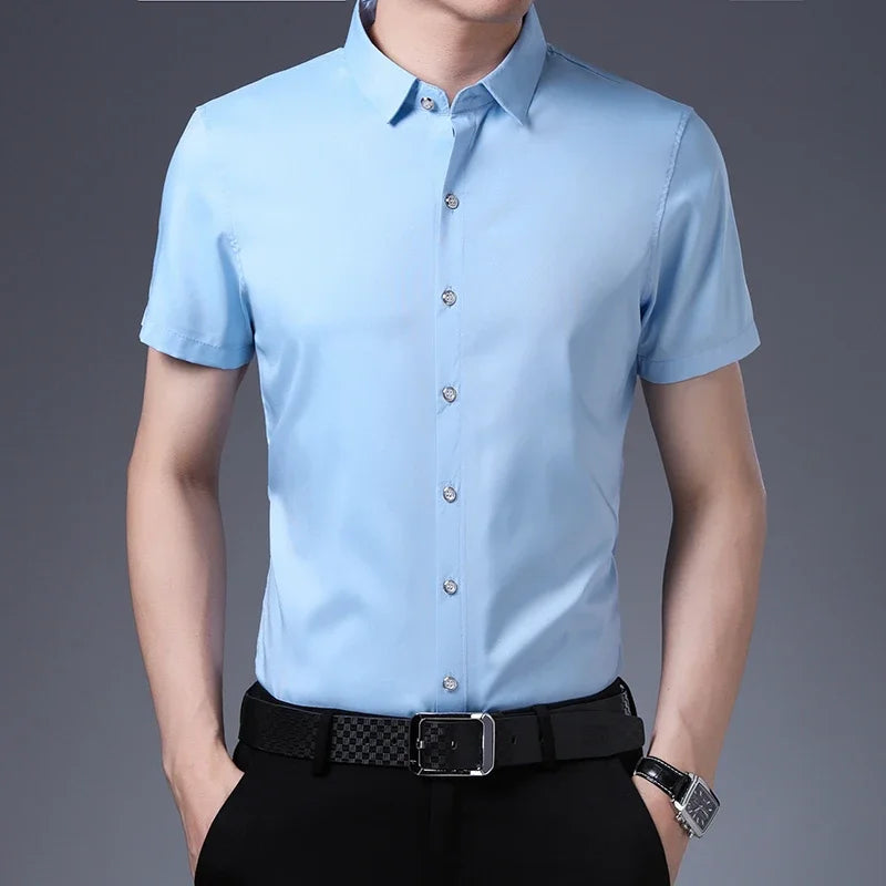 Solid Color Short Sleeved Shirt