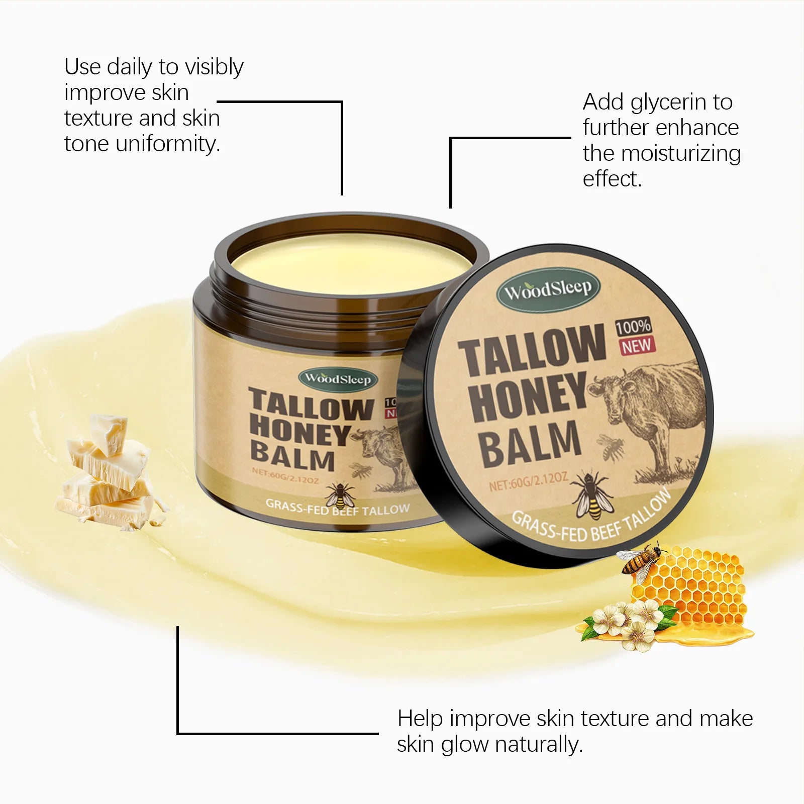 Beef Tallow Honey Moisturizer Cream