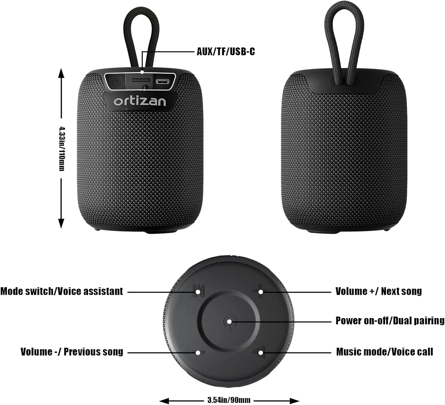 Ortizan Portable Bluetooth Speaker