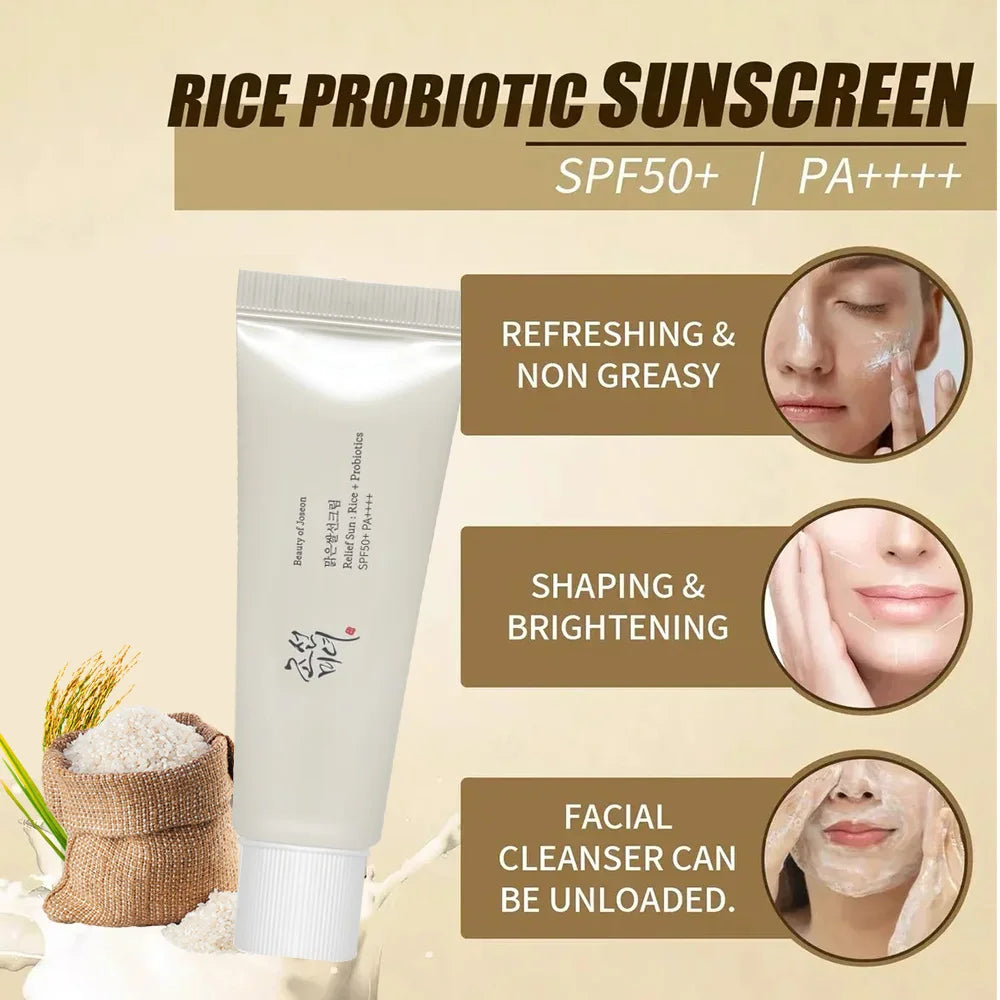 SPF50+ Sunscreen Korean Rice Probiotic Solar Blocker