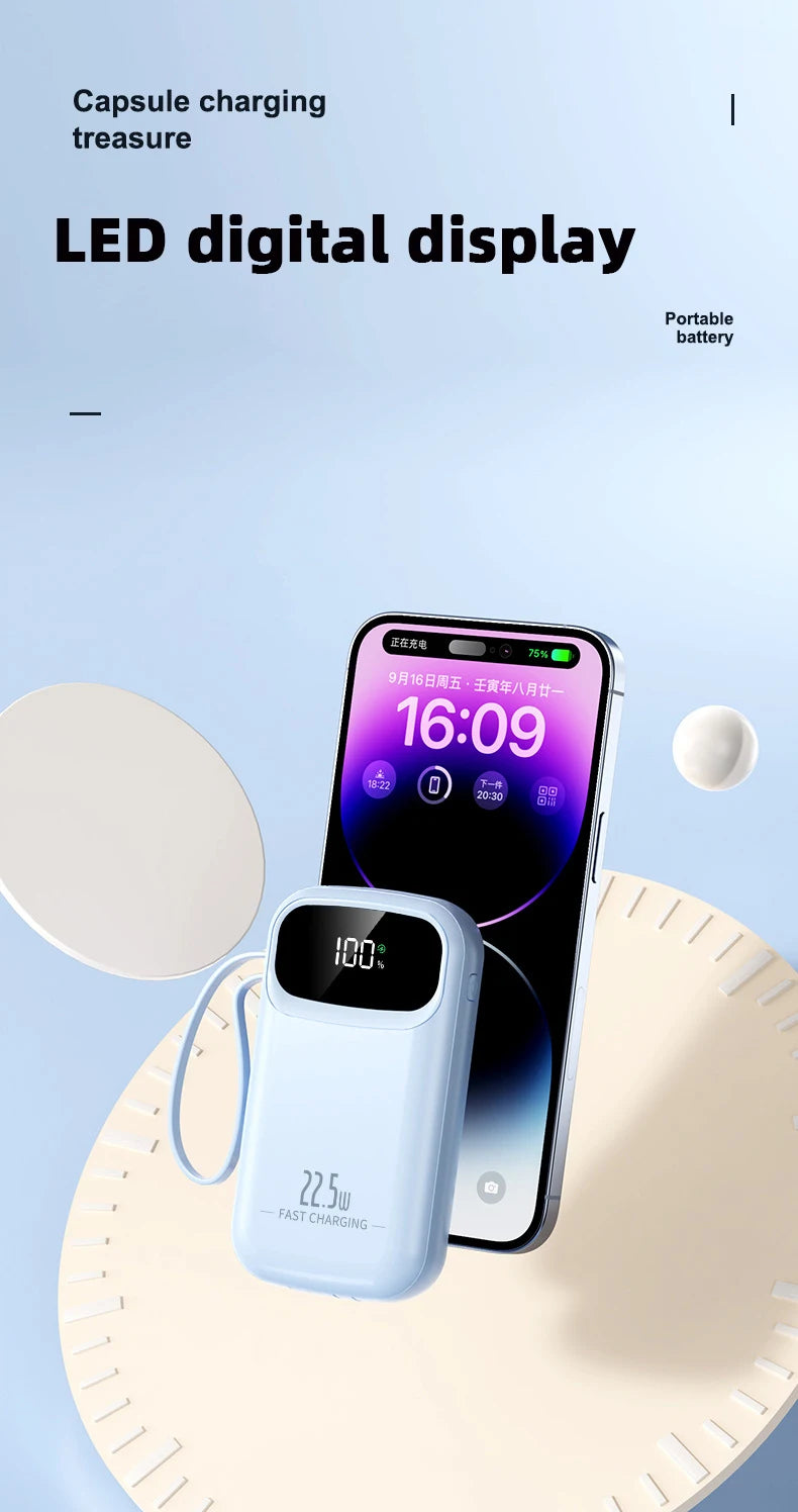 Power Bank With USB C Cable