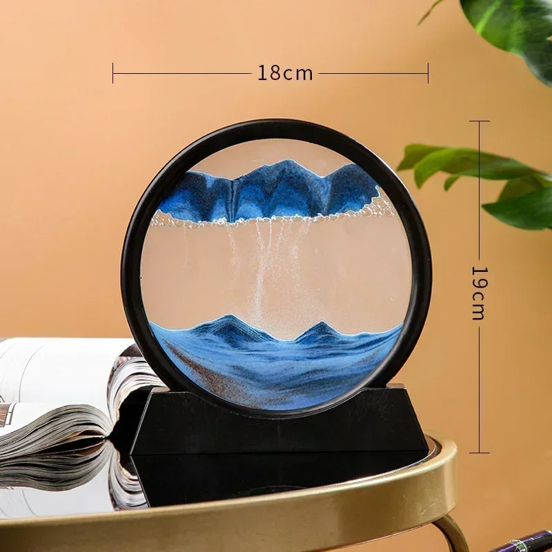 3D Moving Sand Art Picture Round Glass