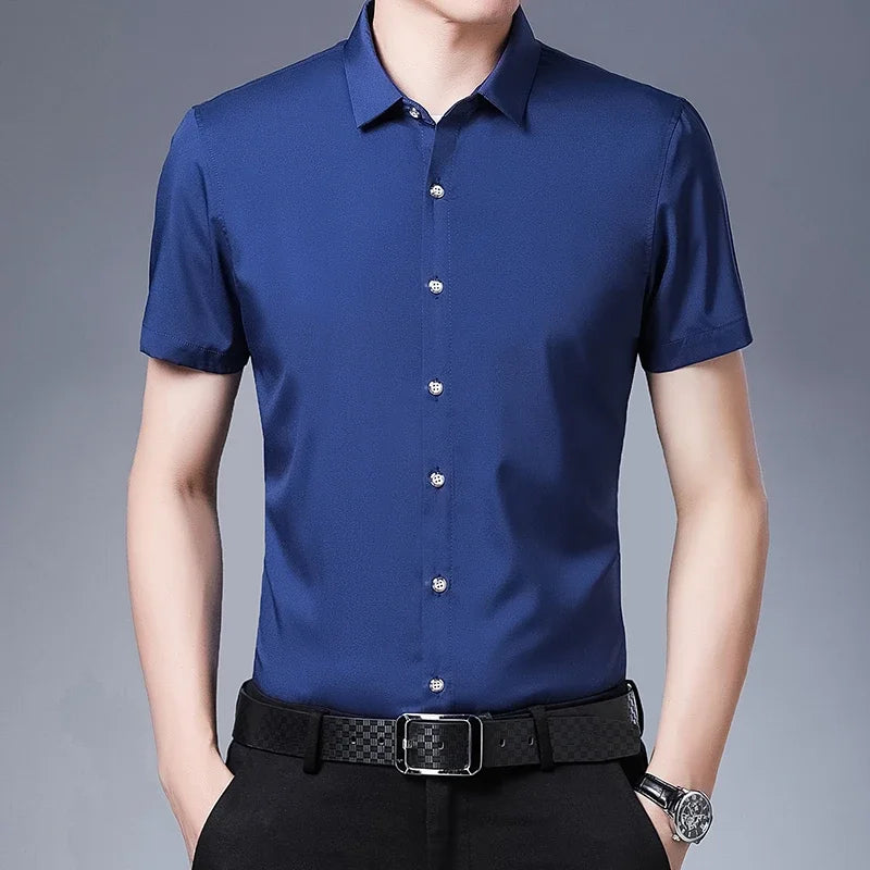 Solid Color Short Sleeved Shirt