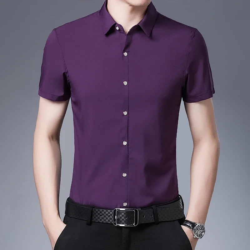 Solid Color Short Sleeved Shirt