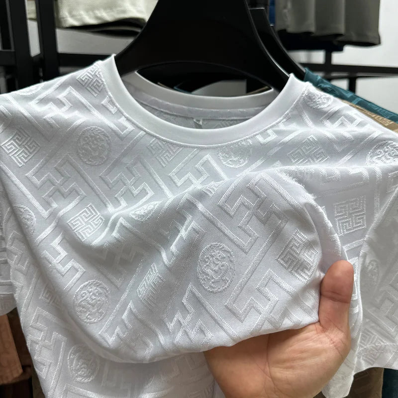 Breathable Short Sleeve Men O-neck Tops