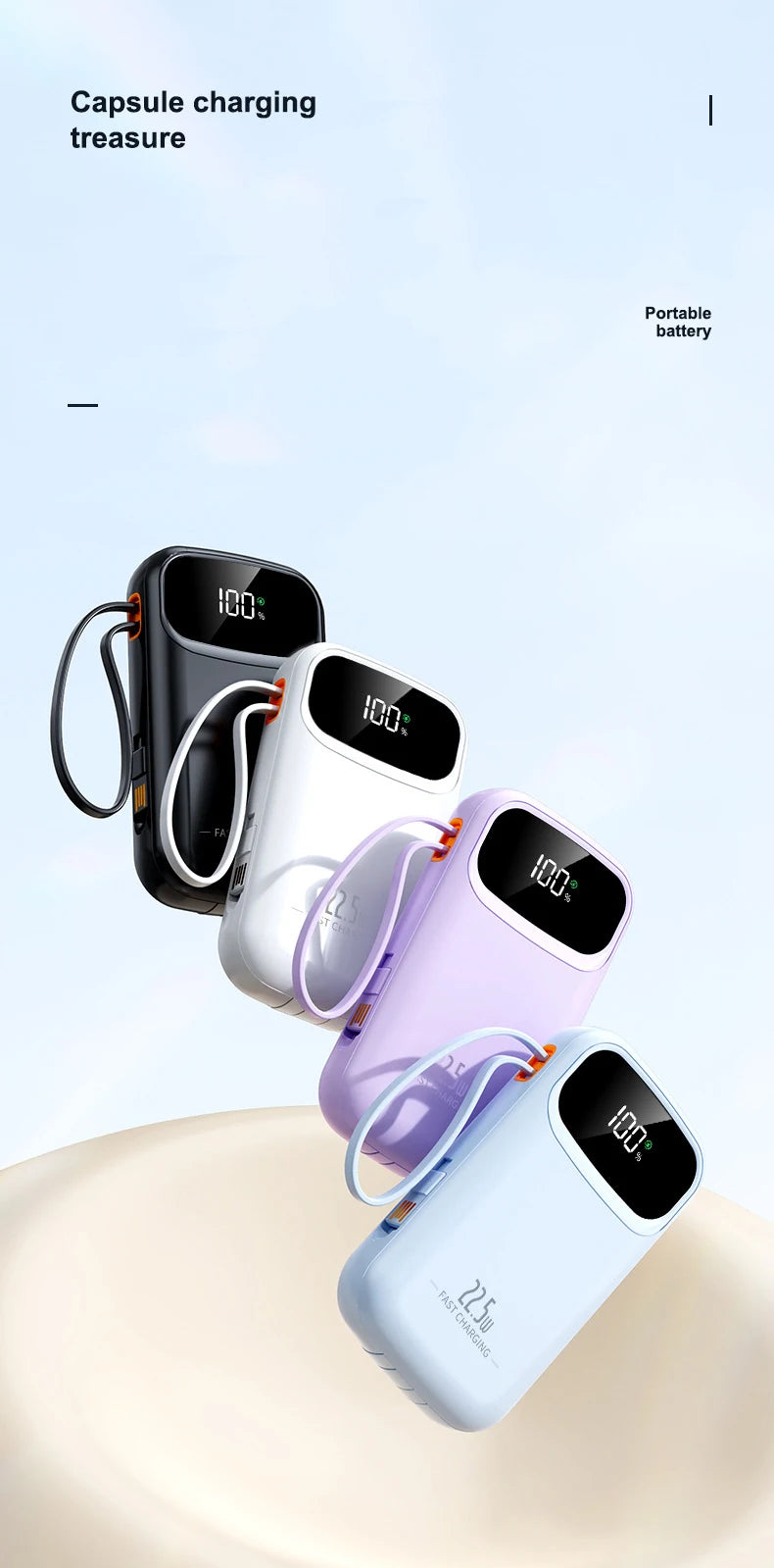 Power Bank With USB C Cable