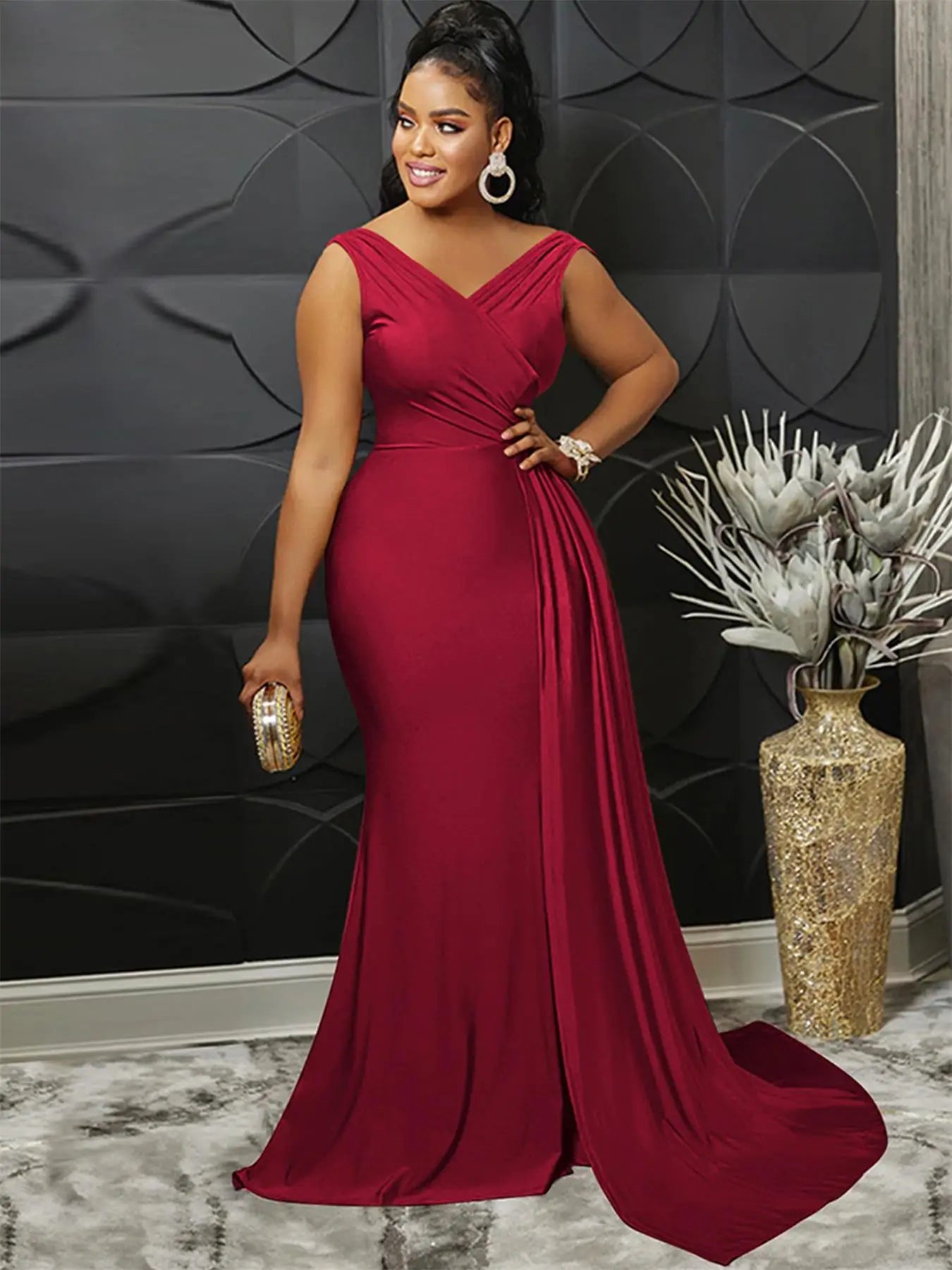 V-Neck Sleeveless Slit Dress
