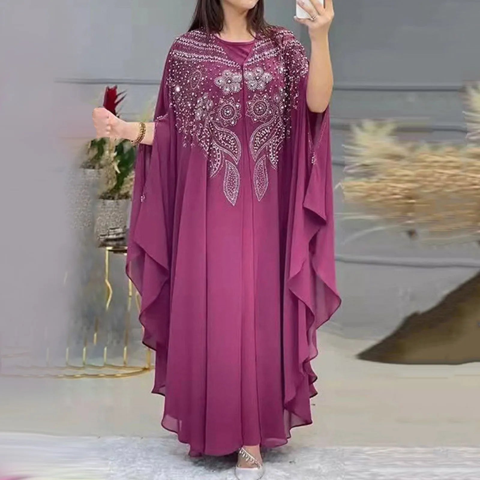 Women'S Sequined Vintage Muslim Dress